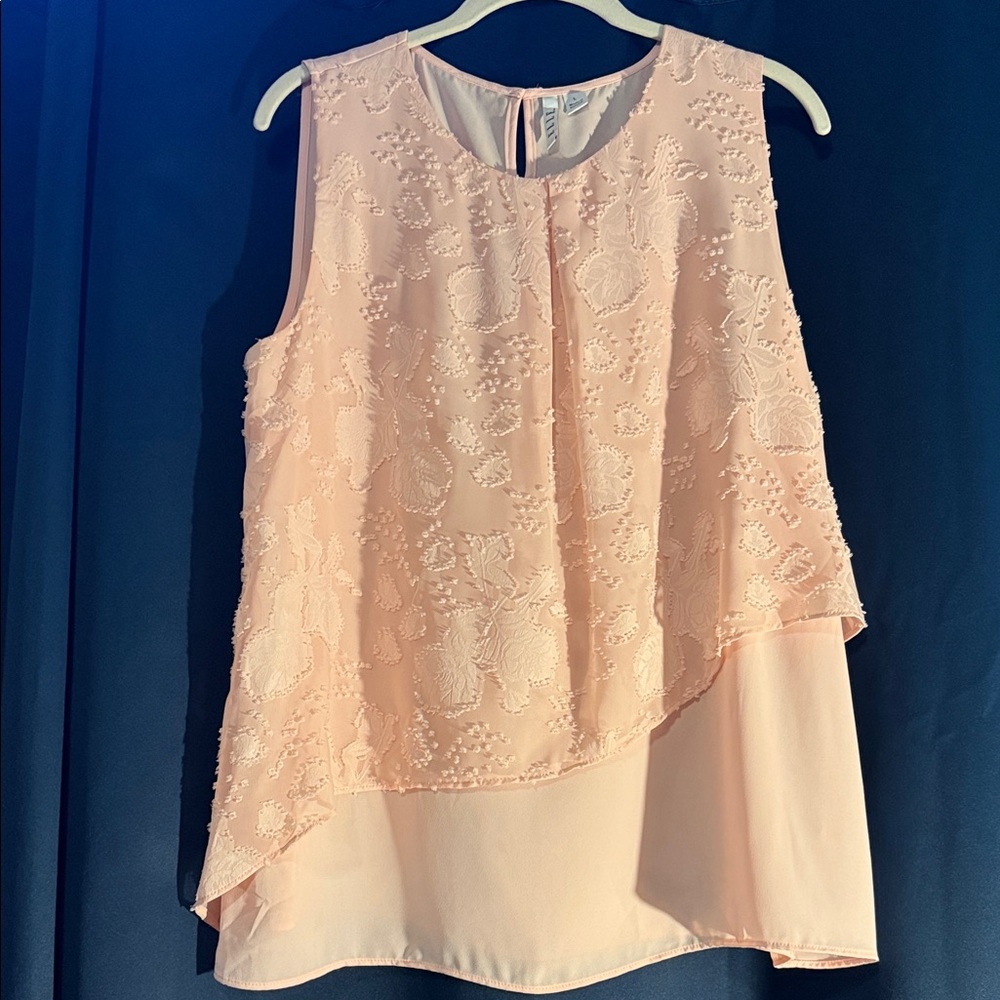 Elle Peach Floral Sleeveless Blouse